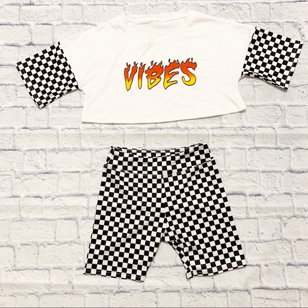 Crop Top & Biker Shorts Two Piece Set